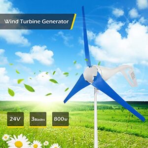 Dyna-Living Wind Turbine 24V 800W Wind Turbine Generator Kit 3 Blades Wind Turbines Motor with Charge Controller (Not Included Mast)