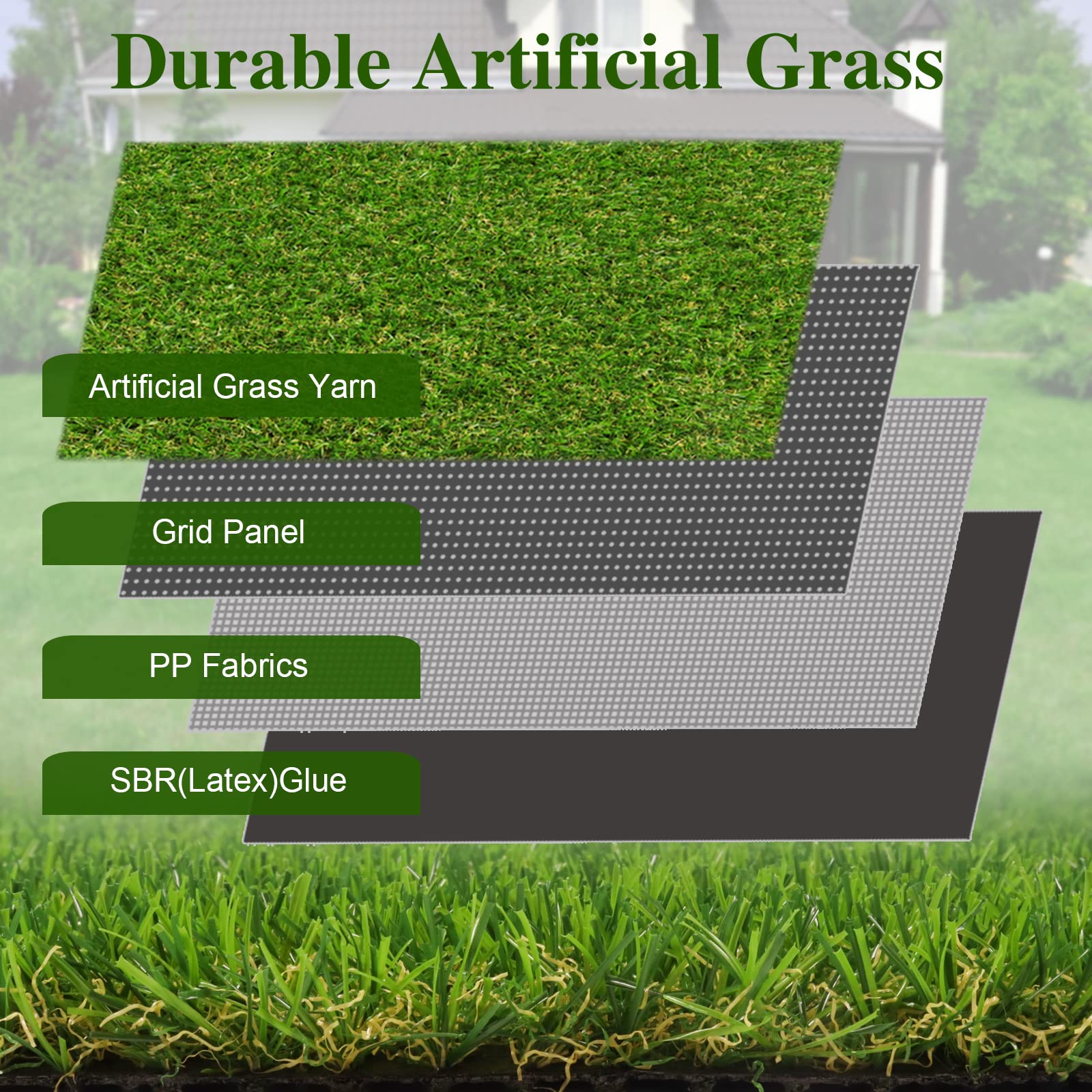 Weidear Artificial Turf Grass 4 ft x 6 ft, Realistic Fake Grass Rug with Drainage Holes, 20MM Indoor Outdoor Lawn Grass Landscape for Backyard Patio, Synthetic Grass Mat for Dogs Pets, Customized