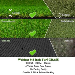 Weidear Artificial Turf Grass 4 ft x 6 ft, Realistic Fake Grass Rug with Drainage Holes, 20MM Indoor Outdoor Lawn Grass Landscape for Backyard Patio, Synthetic Grass Mat for Dogs Pets, Customized