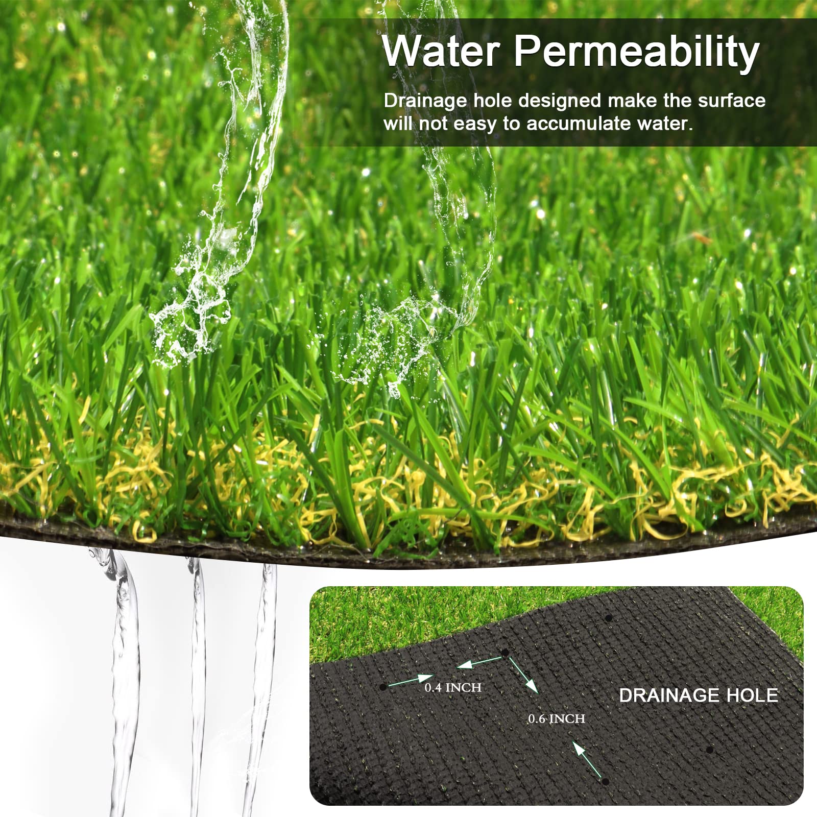 Weidear Artificial Turf Grass 4 ft x 6 ft, Realistic Fake Grass Rug with Drainage Holes, 20MM Indoor Outdoor Lawn Grass Landscape for Backyard Patio, Synthetic Grass Mat for Dogs Pets, Customized