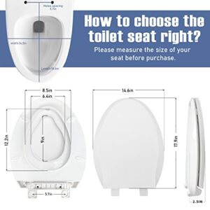 Elongated Toilet Seat with Toddler Seat Built In Soft Close, Slow Close Family Toilet Seat with Potty Training Seat White