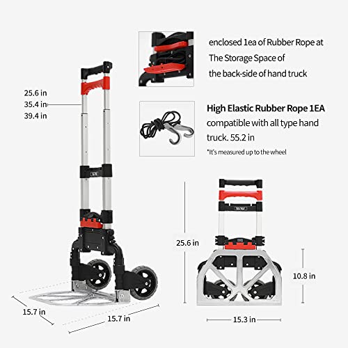 Easy Pocket Hand Cart Plus, Stair Climbing Shopping Cart by ROTIHOMESYS, Folding Hand Truck, Foldable for Easy Storage and Low Noise Swivel 6 Castors, 150LBS Weight Capacity with Telescoping Handle