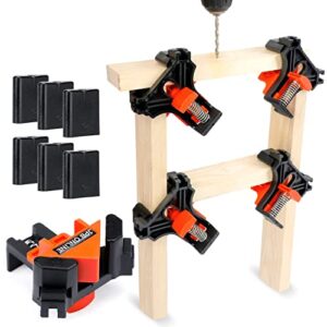 jpb corner clamps for woodworking, 90 degree clamp, 4pcs adjustable spring loaded right angle clamp set for carpenter, drilling, wood cabinets, frame | pro carson clamps for woodworking (5-22mm)