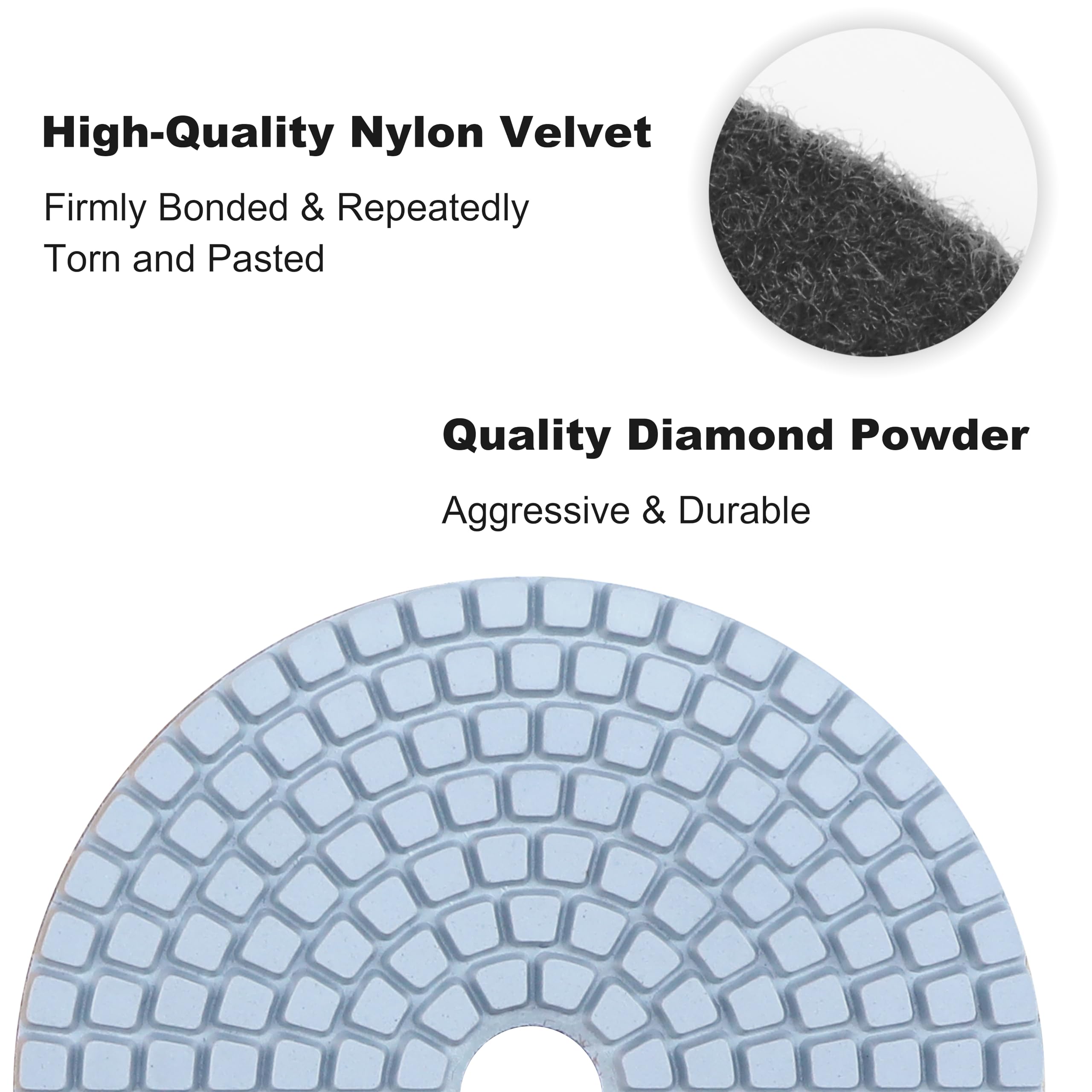 Waies 4 Inch Diamond Polishing Pads Wet Dry with 5/8"-11 Backer Pad 8 Pieces Polish Pad Kit for Drill Grinder Polisher 50-3000 Grit for Granite Tile Marble Concrete Stone Polishing Countertop Quartz