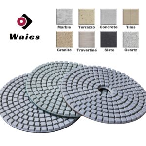 Waies 4 Inch Diamond Polishing Pads Wet Dry with 5/8"-11 Backer Pad 8 Pieces Polish Pad Kit for Drill Grinder Polisher 50-3000 Grit for Granite Tile Marble Concrete Stone Polishing Countertop Quartz