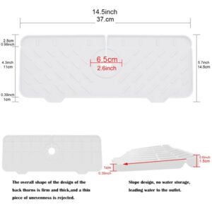 2 PCS Silicone Kitchen Sink Faucet Mat / Sink Protector Splash Guard / Silicone Kitchen Faucet Drip Catcher, White, 37cm x 17cm x 1.5cm