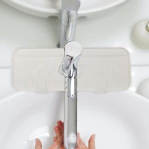 2 PCS Silicone Kitchen Sink Faucet Mat / Sink Protector Splash Guard / Silicone Kitchen Faucet Drip Catcher, White, 37cm x 17cm x 1.5cm