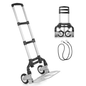 CrazyAnt Foldable Dolly, 175lbs Portable Folding Hand Truck, Lightweight Aluminum Luggage Cart with 2 Wheels for Outdoor Moving Travel