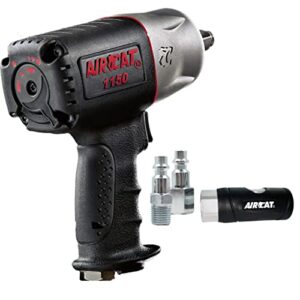 aircat pneumatic tools 1150 1/2-inch drive killer torque composite impact wrench 1295 ft-lbs, with coupler set