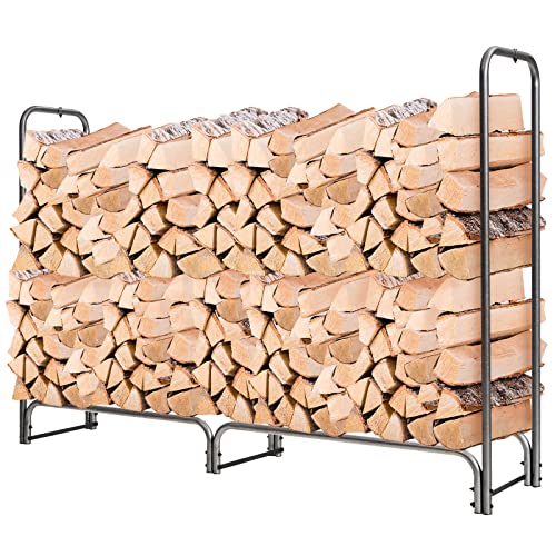 Goplus 6FT Firewood Rack Outdoor with Cover, Heavy Duty Firewood Log Holder, Waterproof Weather Resistant Fire Wood Rack Storage Stacker, Steel Tubular Log Stand for Fireplace, Patio, Courtyard