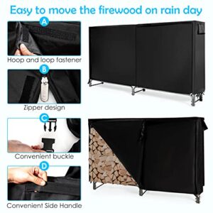 Goplus 6FT Firewood Rack Outdoor with Cover, Heavy Duty Firewood Log Holder, Waterproof Weather Resistant Fire Wood Rack Storage Stacker, Steel Tubular Log Stand for Fireplace, Patio, Courtyard