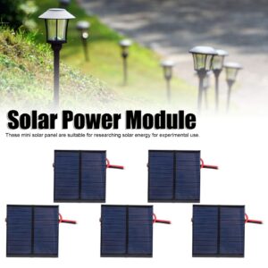 5Pcs DC 5.5V 0.6W Small Solar Module 65 x 65mm Solar Battery Panel with 30cm Cable