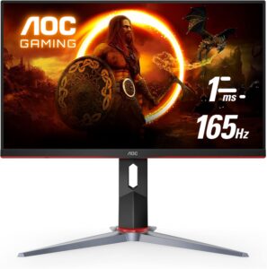 aoc gaming 24g2s 24” frameless gaming monitor, full hd 1920x1080, 165hz 1ms, adaptive-sync, height adjustable stand, black