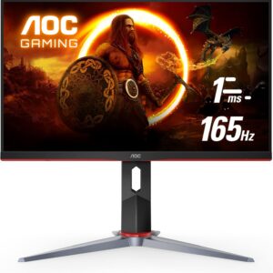 AOC Gaming 24G2S 24” Frameless Gaming Monitor, Full HD 1920x1080, 165Hz 1ms, Adaptive-Sync, Height Adjustable Stand, Black