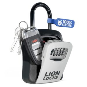 key lock box, lock box for keys, key lock box with code, 4 digit combination lockbox for keys outdoor, wall mount key lockbox for outside portable waterproof, realtor lock box (gray, 1 pack)