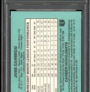 Jose Canseco Rookie Card 1986 Donruss The Rookies #22 PSA 9