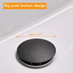 BESy Black Bathroom Sink Drain, Bathroom Faucet Vanity Sink Pop Up Drain Stopper with Overflow, Built-in Anti-Clogging Strainer, Matte Black