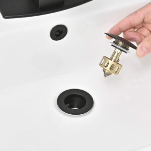 BESy Black Bathroom Sink Drain, Bathroom Faucet Vanity Sink Pop Up Drain Stopper with Overflow, Built-in Anti-Clogging Strainer, Matte Black