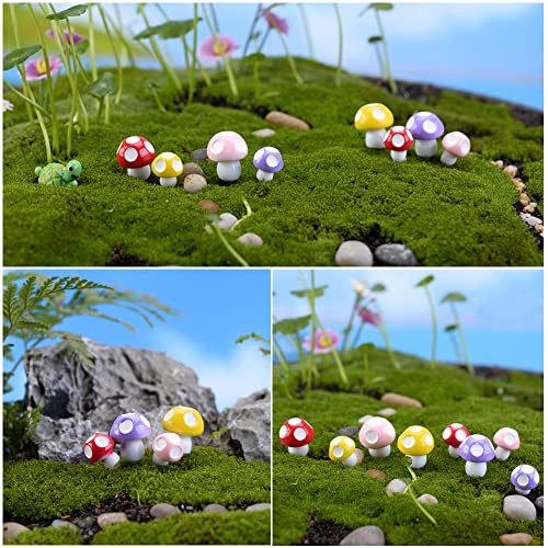 JKanruh 80 Pcs 3 Size Tiny Mushrooms,Miniature Mushrooms,Fairy Garden Moss Landscape Ornaments for Outdoor Decoration,Home Décor(Mixed Colors) (Multi)