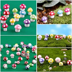 JKanruh 80 Pcs 3 Size Tiny Mushrooms,Miniature Mushrooms,Fairy Garden Moss Landscape Ornaments for Outdoor Decoration,Home Décor(Mixed Colors) (Multi)