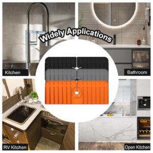 2023 Upgrade Version Kitchen Sink Splash Guard, Silicone Faucet Handle Drip Catcher Tray, Kitchen Faucet Mat with Towel, Sink Protectors for RV,Bathroom, Kitchen Sink Accessories,Black+Orange+Grey 3PC