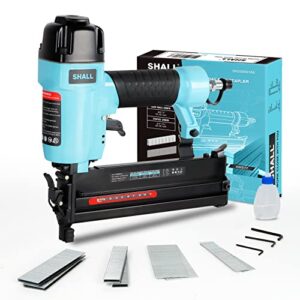 shall 18 gauge pneumatic brad nailer, 2 in 1, 18 ga air nail gun and crown stapler, 800 counts brad nails (1", 2") and narrow crown staples (1", 1-1/2") included, for diy project, upholstery