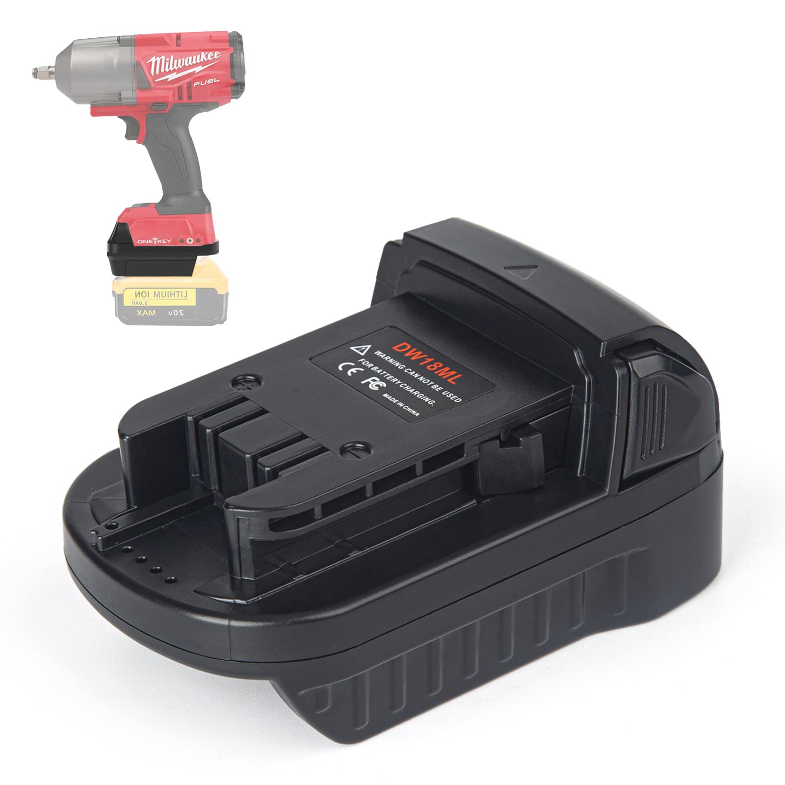 for Dewalt to Milwaukee Battery Adapter, Convert for DeWalt 18v-20v Lithium Batteries to Milwaukee M18 18v Cordless Power Tools Use