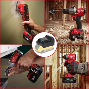 for Dewalt to Milwaukee Battery Adapter, Convert for DeWalt 18v-20v Lithium Batteries to Milwaukee M18 18v Cordless Power Tools Use