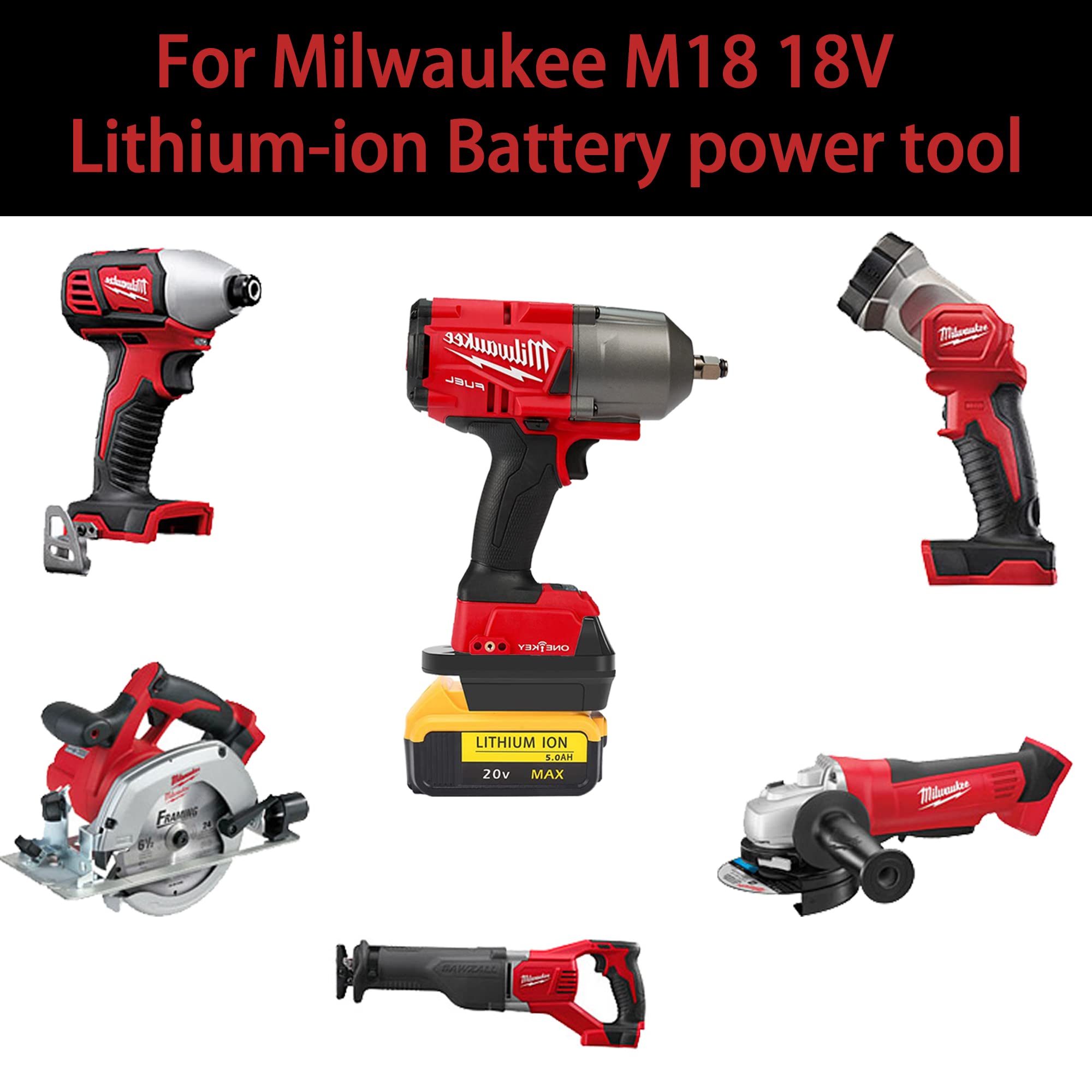 for Dewalt to Milwaukee Battery Adapter, Convert for DeWalt 18v-20v Lithium Batteries to Milwaukee M18 18v Cordless Power Tools Use