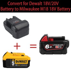 for Dewalt to Milwaukee Battery Adapter, Convert for DeWalt 18v-20v Lithium Batteries to Milwaukee M18 18v Cordless Power Tools Use