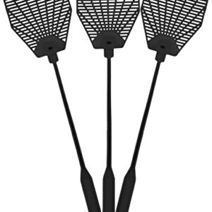 OFXDD Rubber Fly Swatter, Long Fly Swatter Pack, Fly Swatter Heavy Duty (3 Pack) (Black)