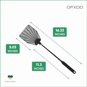 OFXDD Rubber Fly Swatter, Long Fly Swatter Pack, Fly Swatter Heavy Duty (3 Pack) (Black)