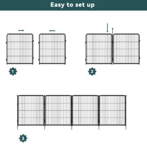 FXW Decorative Garden Metal Fence Temporary Animal Barrier for Yard, 4 Panels, 9'(L)×32"(H), Black