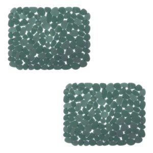 yiter sink mat, 2pcs adjustable pvc pebble sink protector for stainless steel or porcelain sink, dish drying mat for bathroom kitchen sink countertop, 15.8 x 12 inch (2, green)