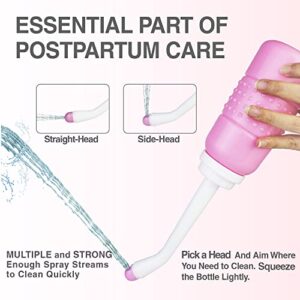 TopQuaFocus Peri Bottle for Postpartum Essentials 12oz Portable Bidet for Travel • Toilet Bidet Sprayer Men Women 350ml Bidet Bottle with 2 Heads for Outdoor,Camping,Travling,Driver,Personal Hygiene