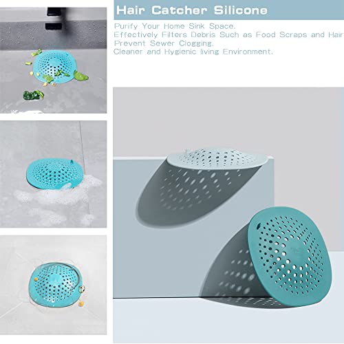 Hair Catcher Silicone Sink Drain Strainer Hair Stopper 5.7 inch Shower Tub Large Mesh Drain Covers for Shower Bathtub Easy to Install and Clean, Set of 5