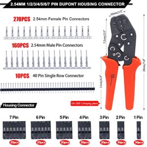 Twidec/600PCS 2.54mm dupont connector kit 1/2/3/4/5/6/7 Pin Housing Connector With 2.54 Male and Female Dupont Terminals Connectors And Wire Terminal Crimping Pliers Dupont Crimping Tools