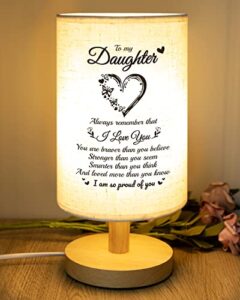 souhoney daughter gifts from mom dad table lamp - best birthday gifts for daughter fabric wooden desk lamp - christmas gifts for bedroom living room graduation season gifts for daughter
