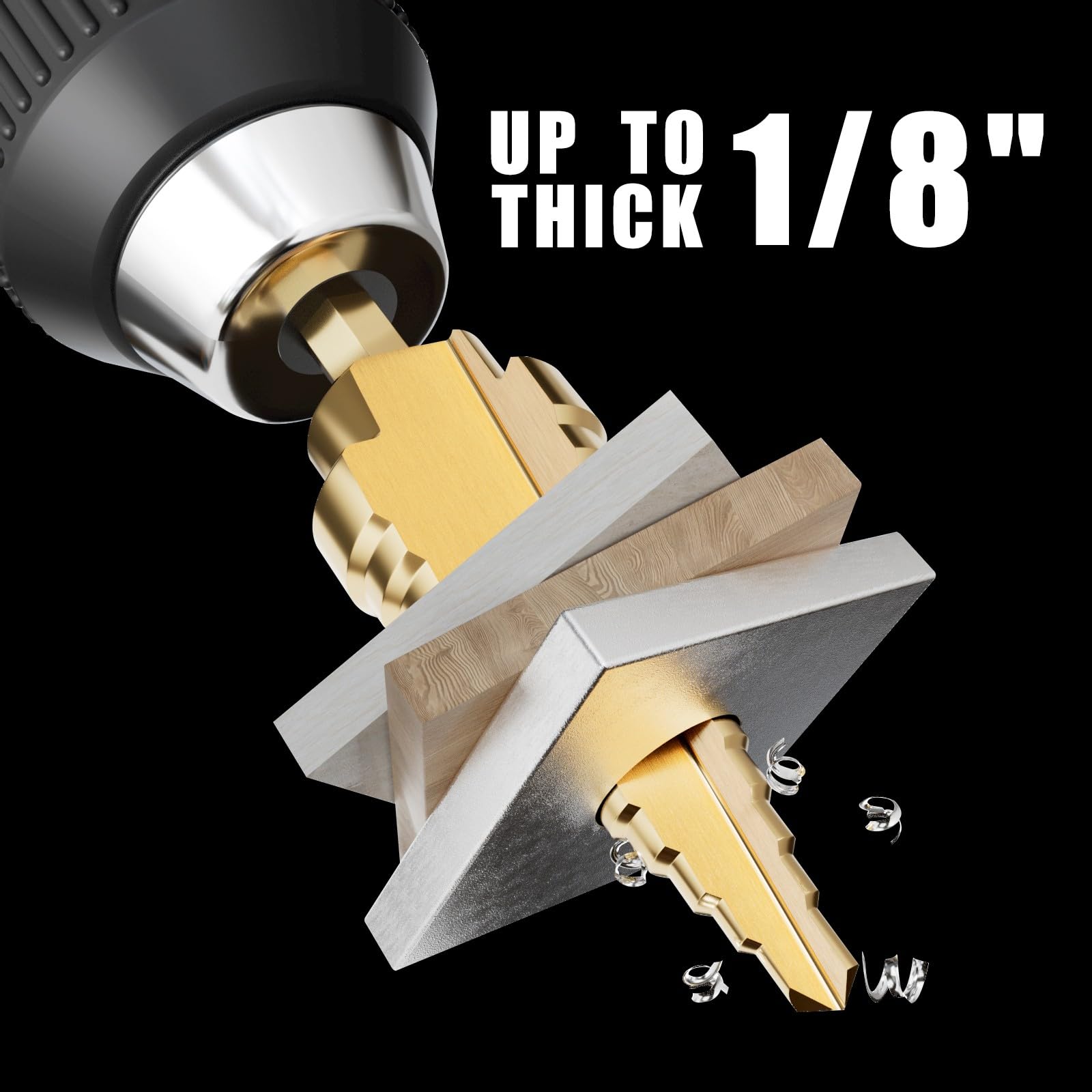 Vearter HSS Straight Groove Step Drill Bits, 1/8" - 1/2" Unibit 13 Steps M2 Material Titanium Coated Hex Shank for Drilling Holes in Stainless Steel Aluminium Sheet Metal Wood Plastic PVC