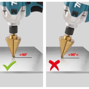 Vearter HSS Straight Groove Step Drill Bits, 1/8" - 1/2" Unibit 13 Steps M2 Material Titanium Coated Hex Shank for Drilling Holes in Stainless Steel Aluminium Sheet Metal Wood Plastic PVC