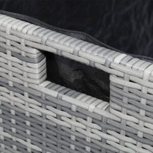 Teamson Home 154 Gallon Lined Weather Resistant Outdoor Rattan Wicker Patio Deck Storage Box with Soft Close Hinges for Patio Furniture Cushions or Pool Accessories, Gray