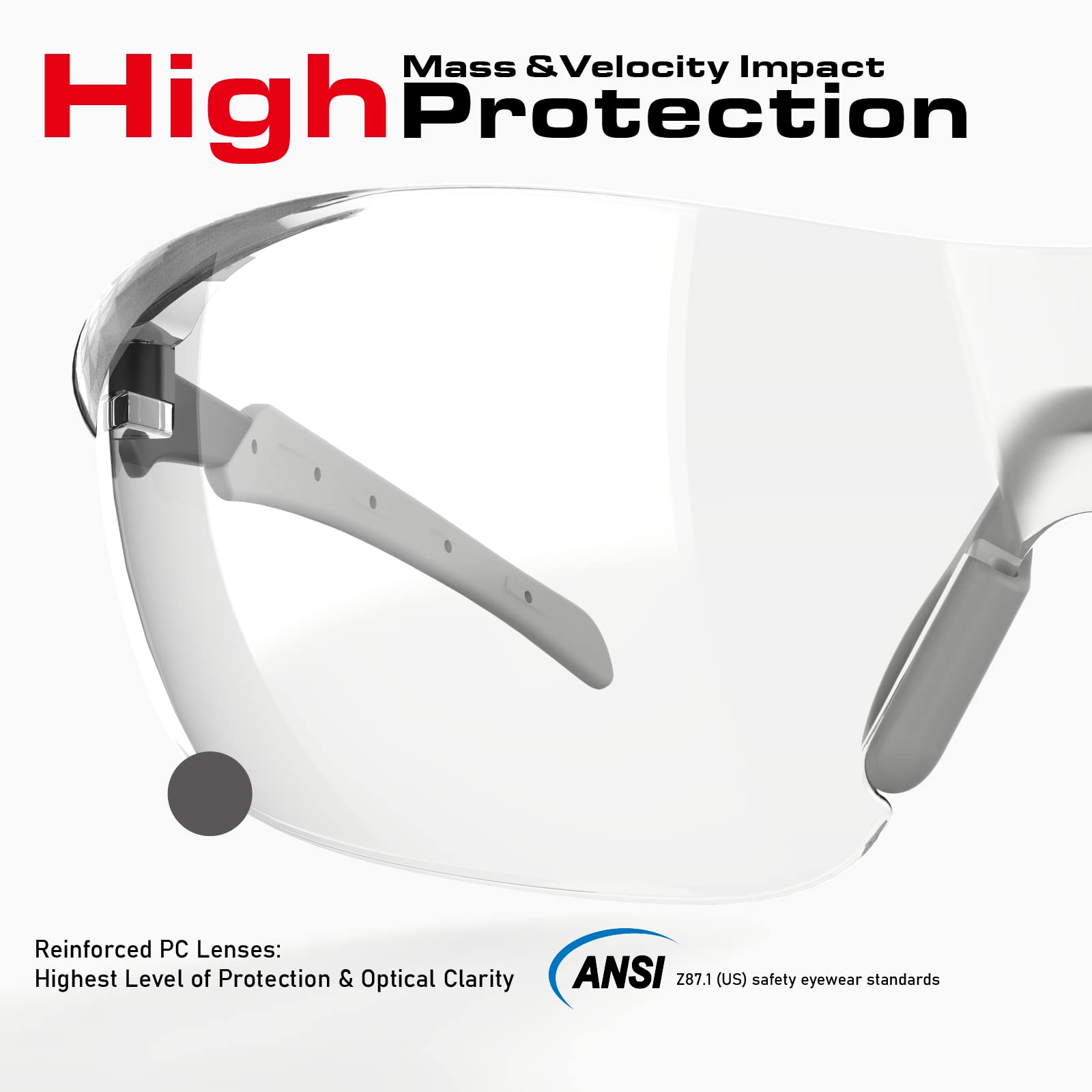 IMPACTABLE ANSI Z87.1 Safety Glasses, Anti-Fog UV Impact Scratch Resistant for Eye Protection at Work, Sports, Shooting, Pickleball, Clear Wraparound Lenses, No-Slip Nose Grip, Grey and Black, 1 Pack