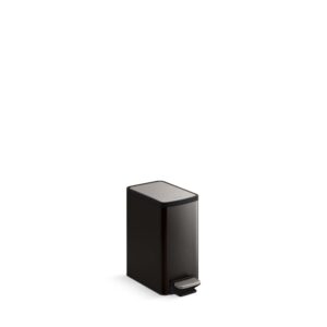 KOHLER 31319-BST Bathroom Trash Can, 1.6 Gallon, 6-Liter Step Can, Quiet-Close Small Trash Can with Foot Pedal, Black Stainless