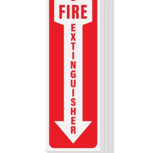 Fire Extinguisher Sign Stickers 12 Pack, 4" x 12" | Arrow Down Safety Decal Sticker Signs in Durable Self Adhesive Weatherproof Vinyl for use in Home, Office, Boat