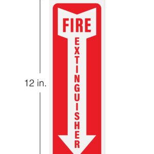 Fire Extinguisher Sign Stickers 12 Pack, 4" x 12" | Arrow Down Safety Decal Sticker Signs in Durable Self Adhesive Weatherproof Vinyl for use in Home, Office, Boat