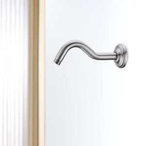 8 Inch S-Shape Curved Shower Arm with Flange Stainless Steel Shower Head Extension Replacement Pipe Arm,Wall Mounted,Brushed Nickel