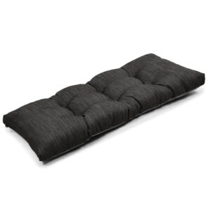 baibu 42 inch classic solid color bench cushion with ties, super soft indoor outdoor rectangle bench seat cushion standard size foam pad with non-slip bottom - one pad only (black, 42x15x3in)