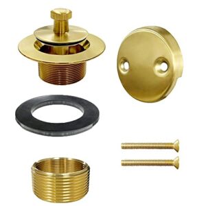 lift & turn tub trim set with two-hole overflow cover,replacement bath drain trim kit for most bathroom bathtubs (gold)