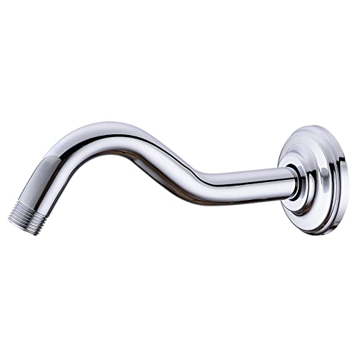 8 Inch S-Shape Curved Shower Arm with Flange Stainless Steel Shower Head Extension Replacement Pipe Arm,Wall Mounted,Chrome