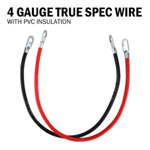 Cartman 4AWG 18-Inch Battery Cables Set with Terminals, 3/8-Inch Lugs (Positive and Negative) for Motorcycle, Automotive, Marine, Solar, ATV, 2 Set